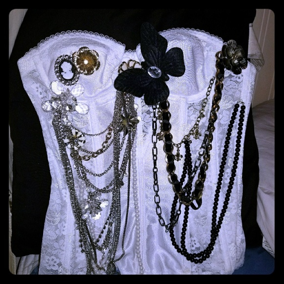 Xsmall (32a bustier size) White lace bustier - Picture 1 of 4