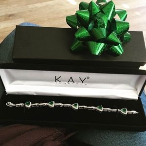 Emerald silver Bracelet and ring set