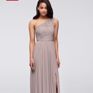 One shoulder David’s Bridal gown