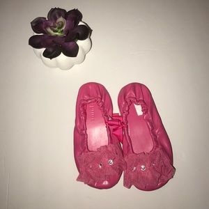 Pink flats with tulle and rhinestone