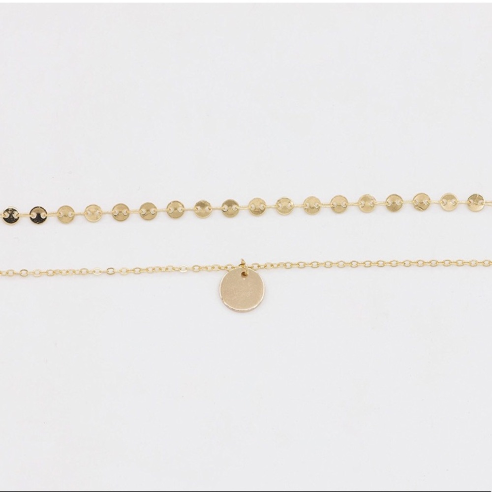 Simple Necklace Choker Layered Gold Disc Jewelry - Picture 3 of 5