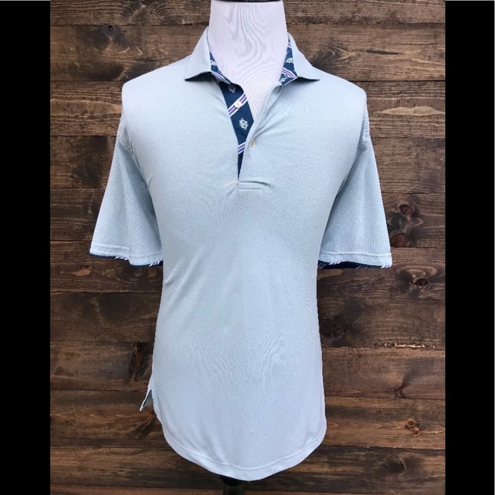 C. Defoor Men’s Performance Golf Polo Blue Sz Med