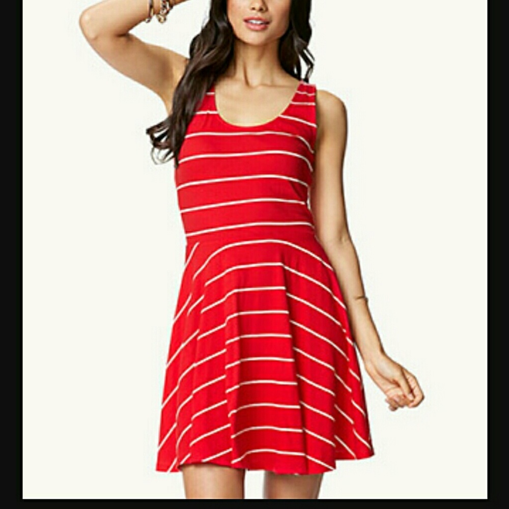 Red and White Striped Skater Dress