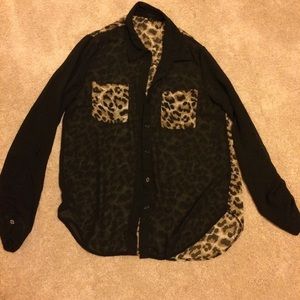 See through black and cheetah shirt