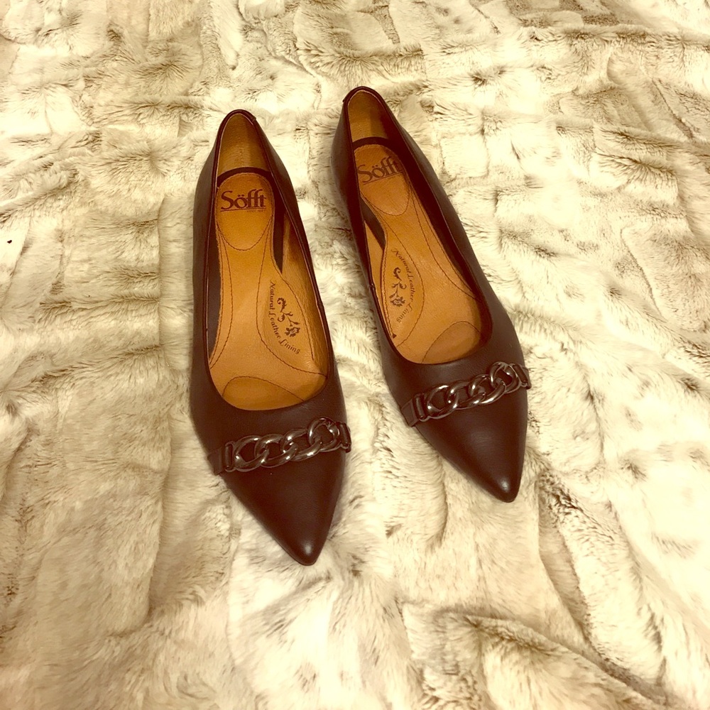 Sofft black leather wedges