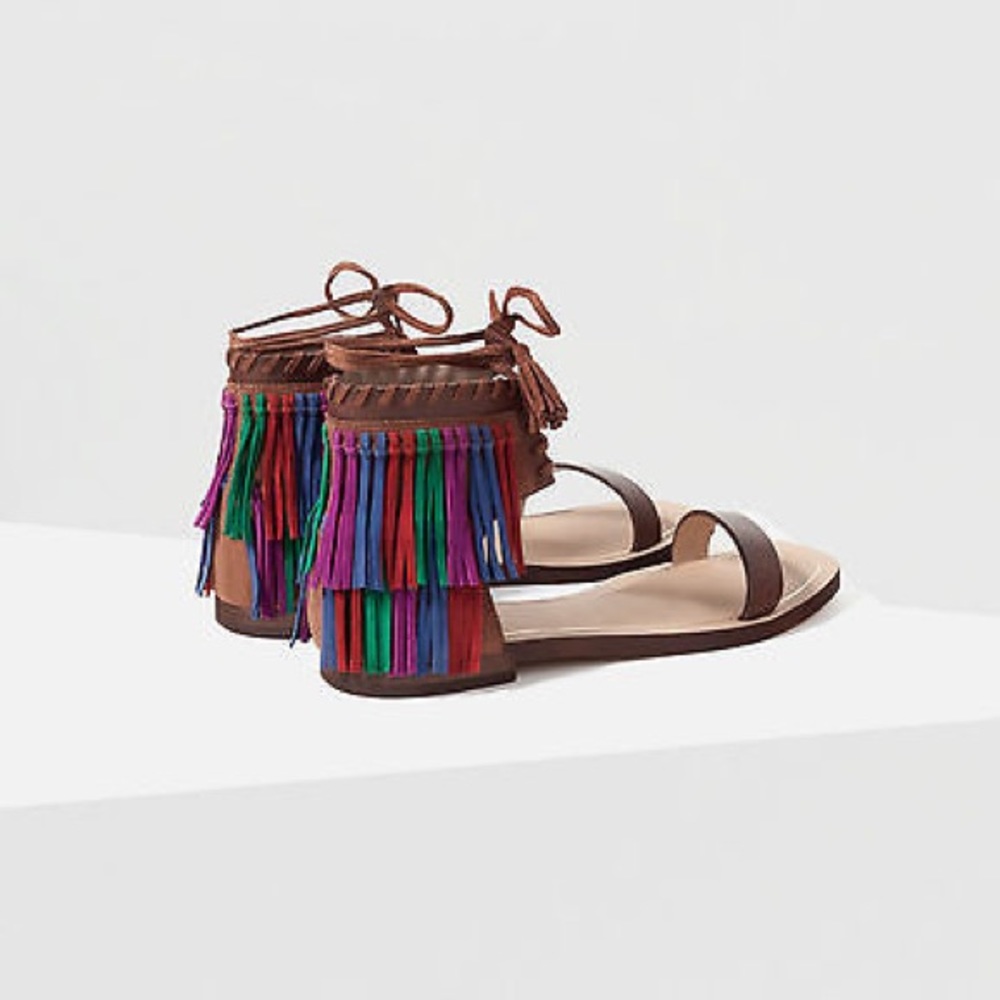 Zara fringed flat leather sandals. Size 39 - Picture 3 of 5