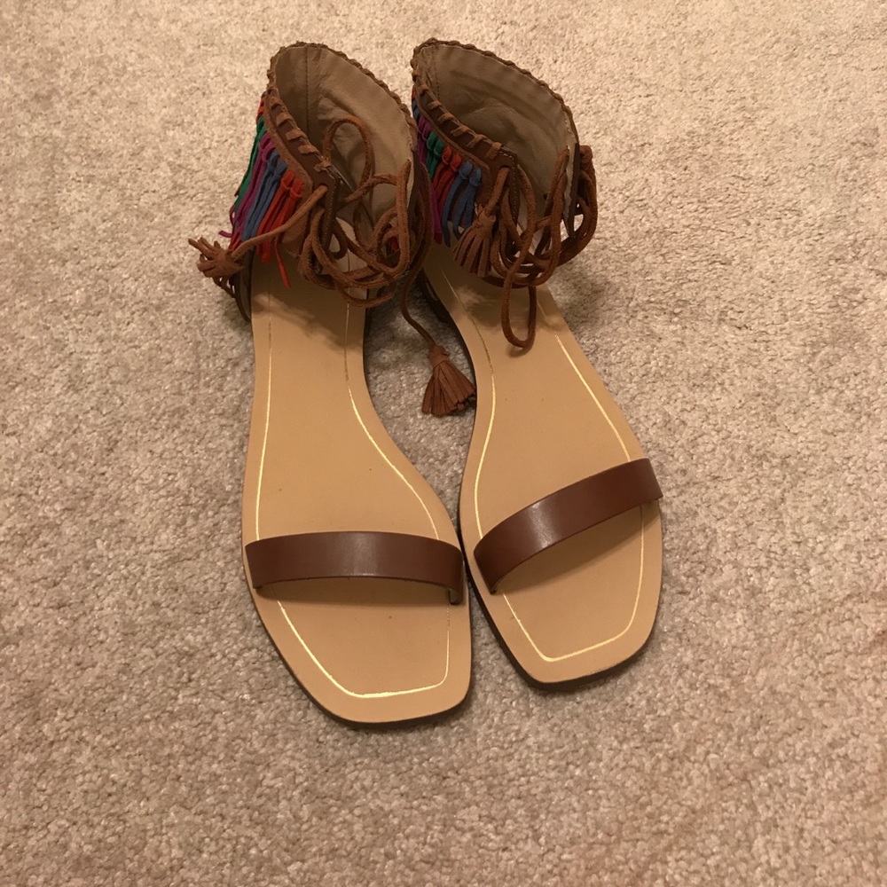 Zara fringed flat leather sandals. Size 39 - Picture 4 of 5