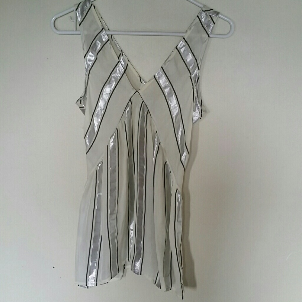 Madewell silver stripes metallic blouse
