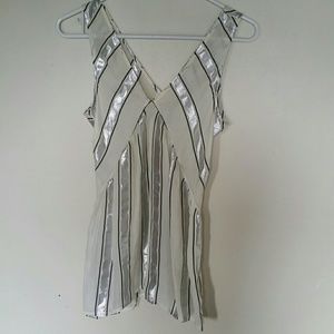 Madewell silver stripes metallic blouse