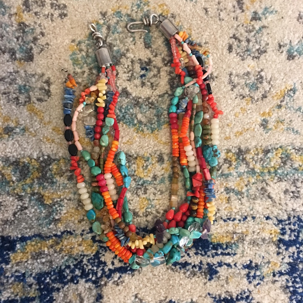 multi-stone boutique necklace with silver clasps