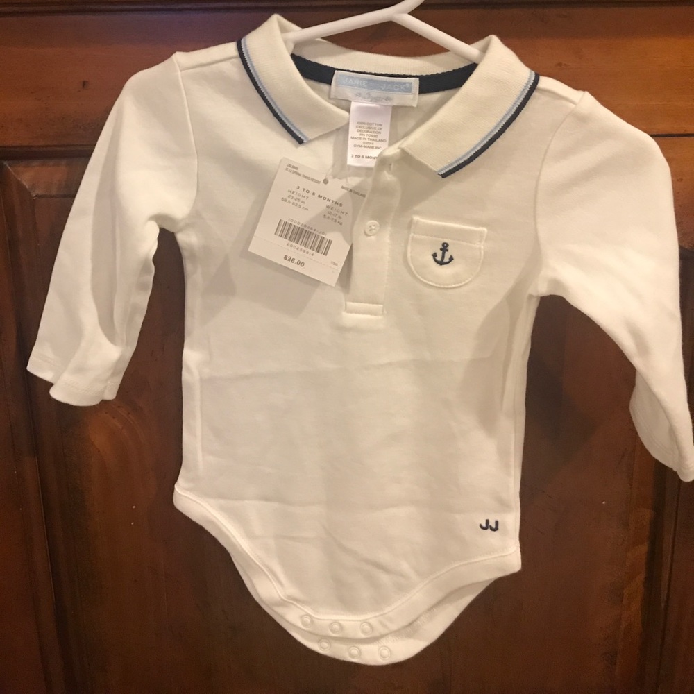 Janie and jack layette onesie anchor 3-6 month