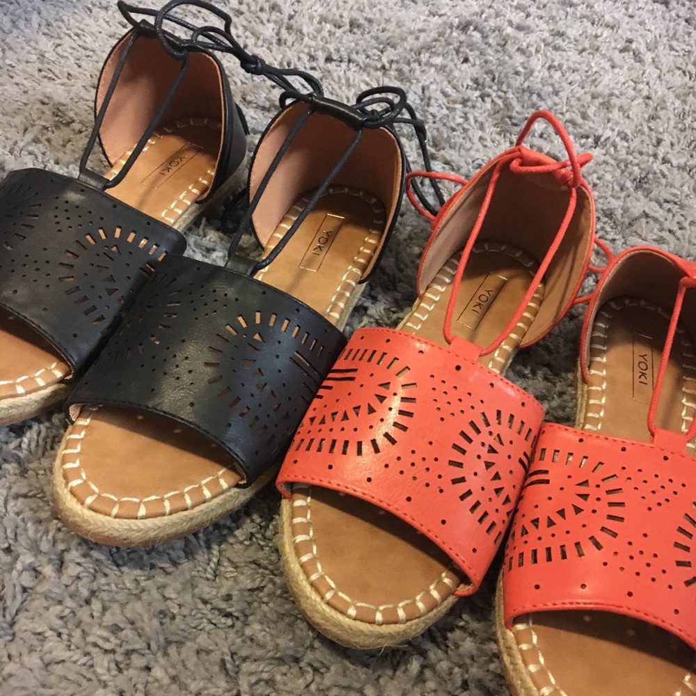 Black and orange sandals