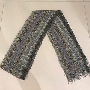 Missoni Fringe Scarf in Blue-Gray Multi print