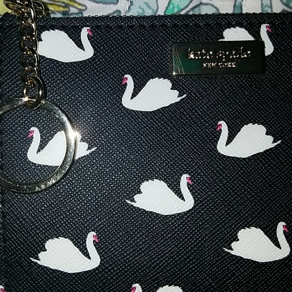 Kate Spade key chain card wallet pouch swan - Picture 2 of 6