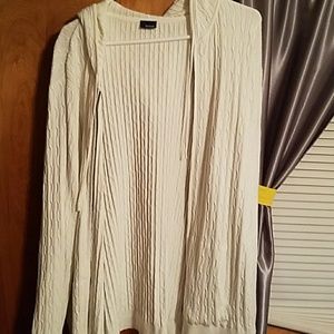 white zip up sweater with good