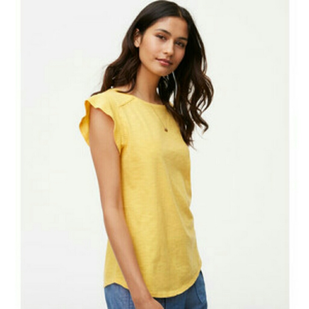 Loft yellow ruffle top