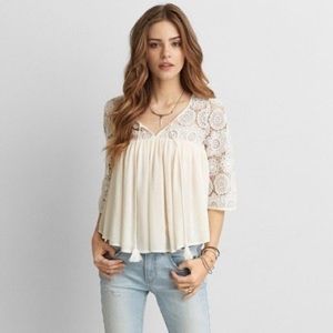 American Eagle Bohemian lace flowy top