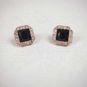 💎 Stud Earrings Black & White Stones - Never Worn