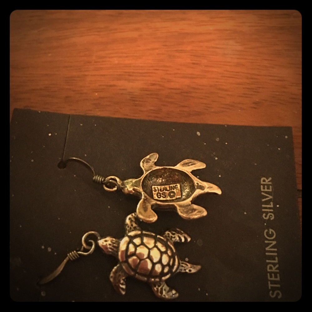 Sterling Silver Turtle fish hook earrings