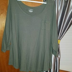 casual 3 quarter length sleeve shirt olive green