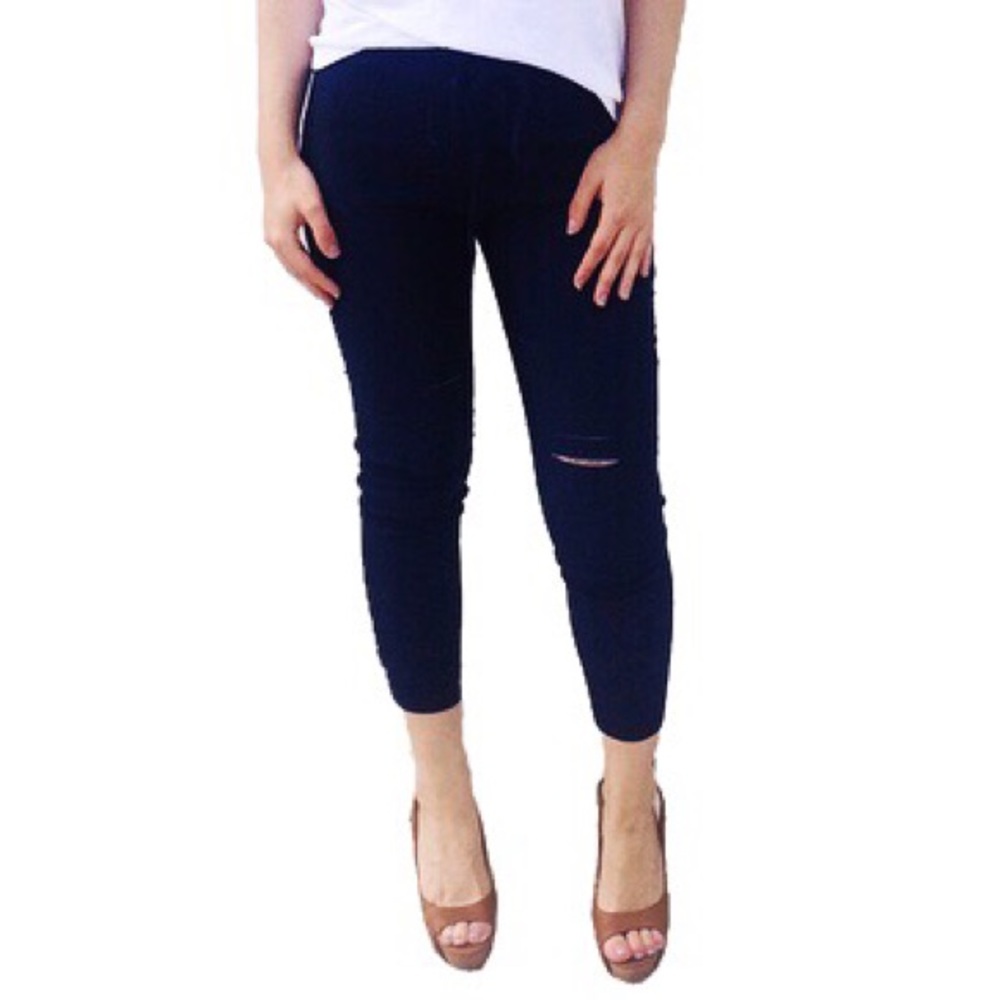 $20 Sale☀️ Navy High-Waisted Distressed Pants - Picture 3 of 7