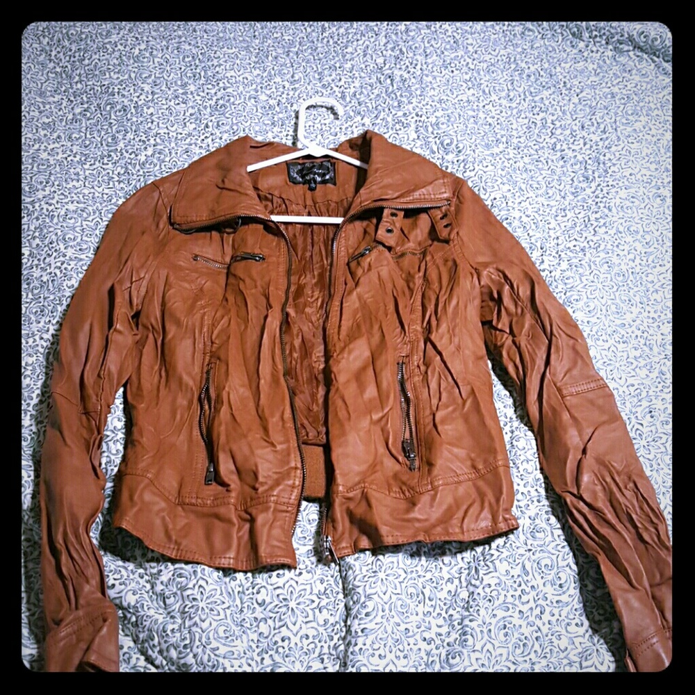Brown faux leather jacket