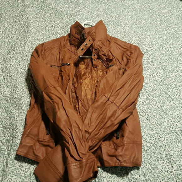 Brown faux leather jacket - Picture 4 of 4