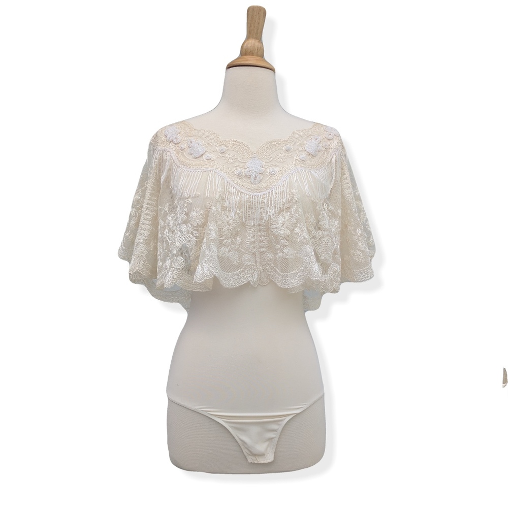 Art Deco bridal hand beaded top Saks 5th Ave, 80s