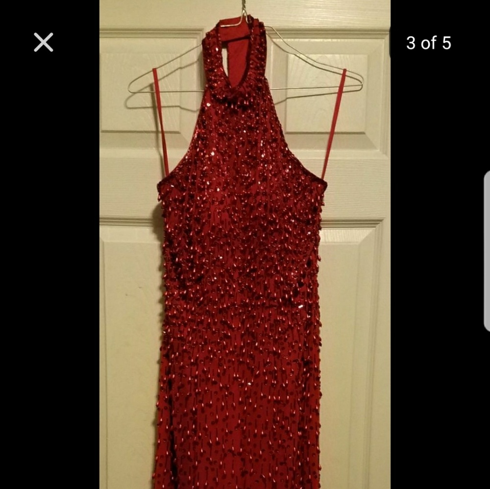 Alyce Designs Red Beaded Dress - Picture 2 of 4