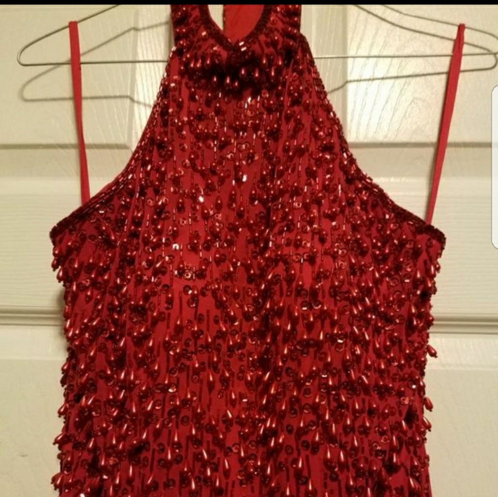 Alyce Designs Red Beaded Dress - Picture 3 of 4