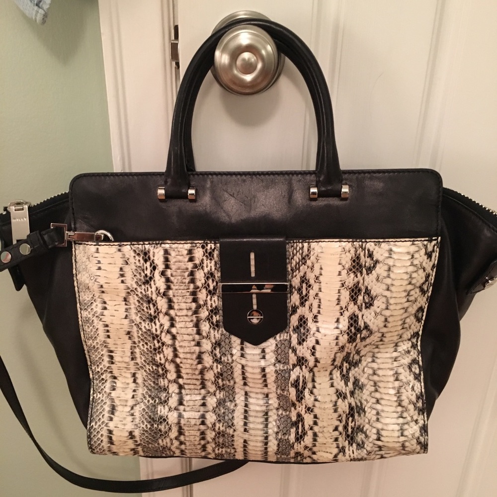 Milly leather and snakeskin bag