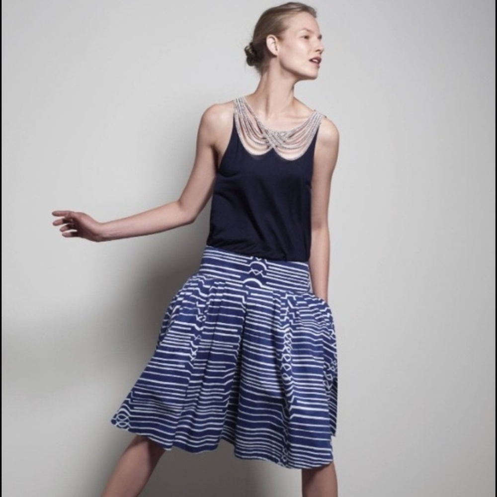 Maeve blue and white skirt