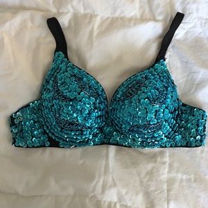 Blue sequined bikini / bra / evening top, medium