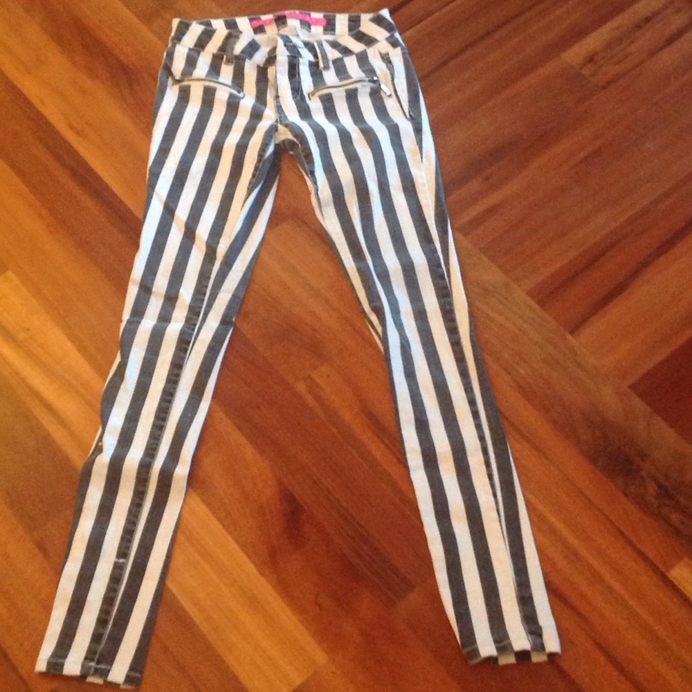 Black & white striped jeans