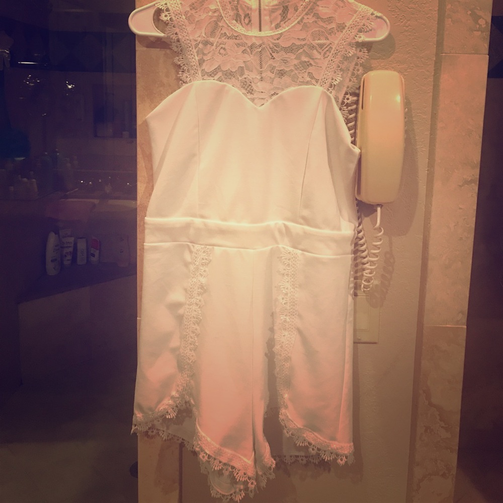 White Lacey shorts set