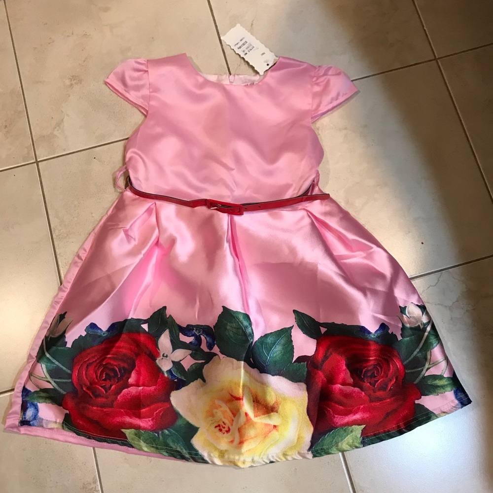 New pink floral dress for little girl