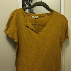 Mustard Madewell Split Neck Tee