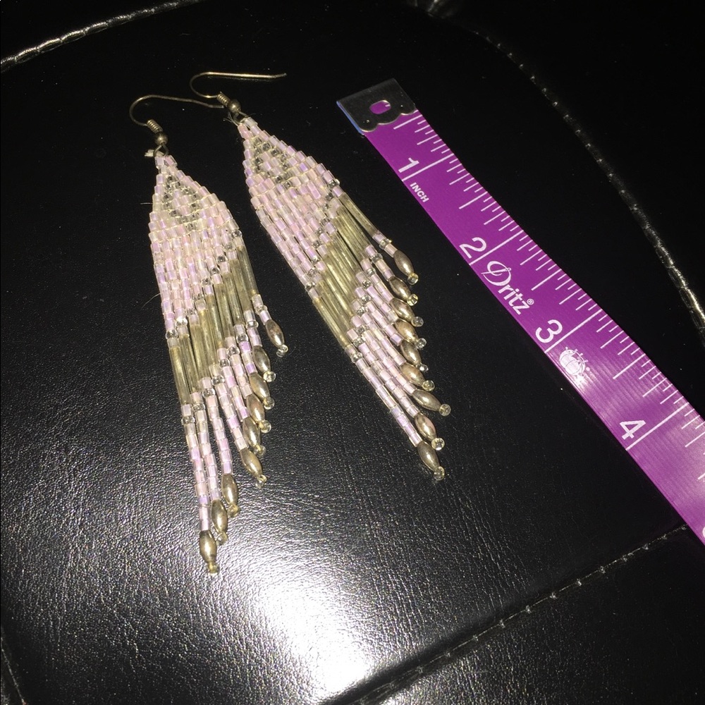 Beaded Lavender Chandelier Earrings