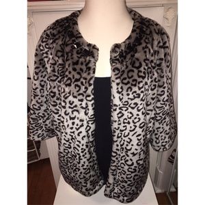 Plus Size Faux Fur Leopard Poncho by Avenue