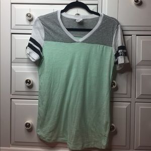 VS PINK short sleeved mint green/grey/white shirt