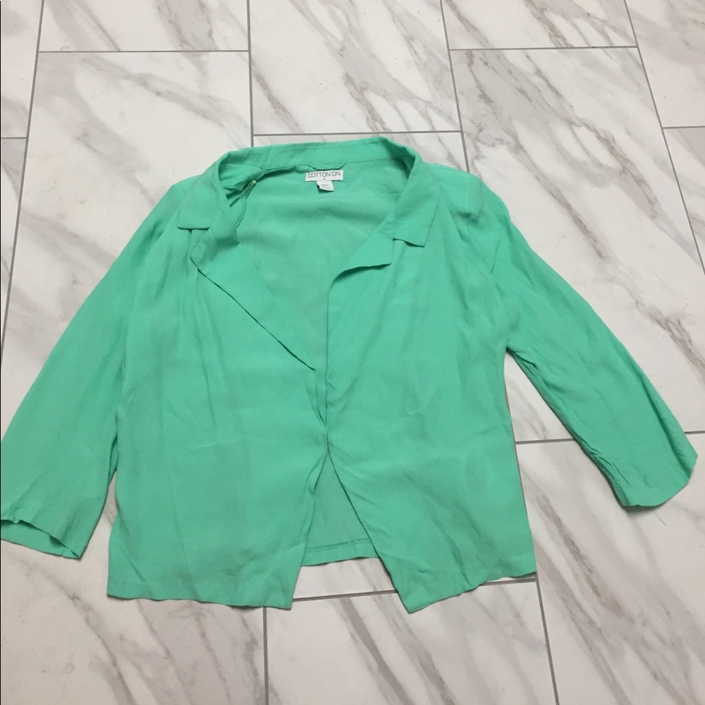 Mint bright green lightweight blazer 3/4 sleeve
