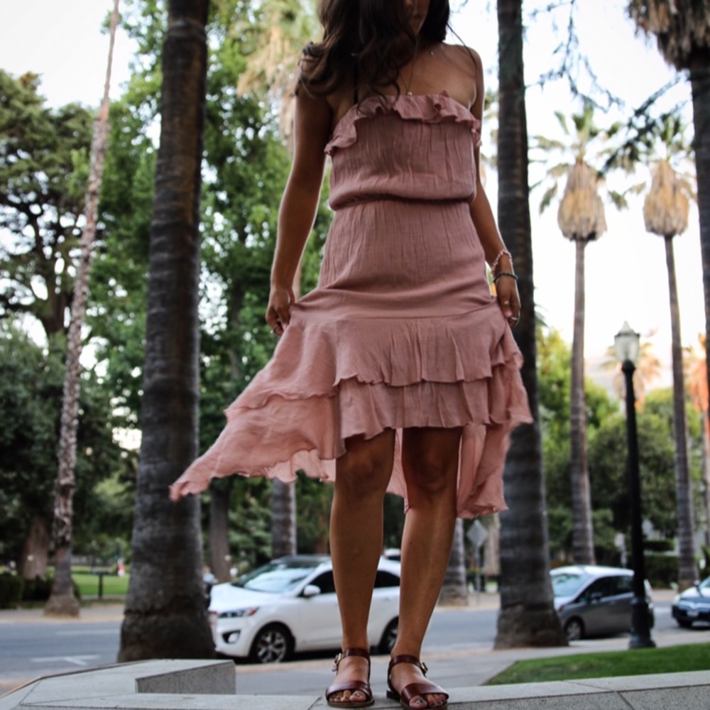 POETRY Pink High Low Strapless Dress