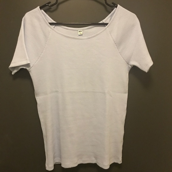 Baby blue ballet neck ribbed top - Picture 2 of 6