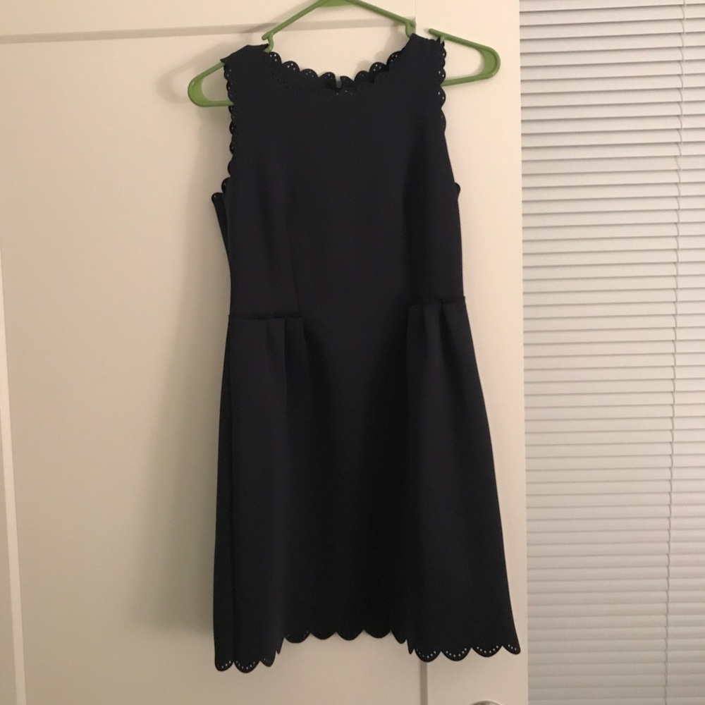 NWT Katherine Barclay navy scalloped dress!