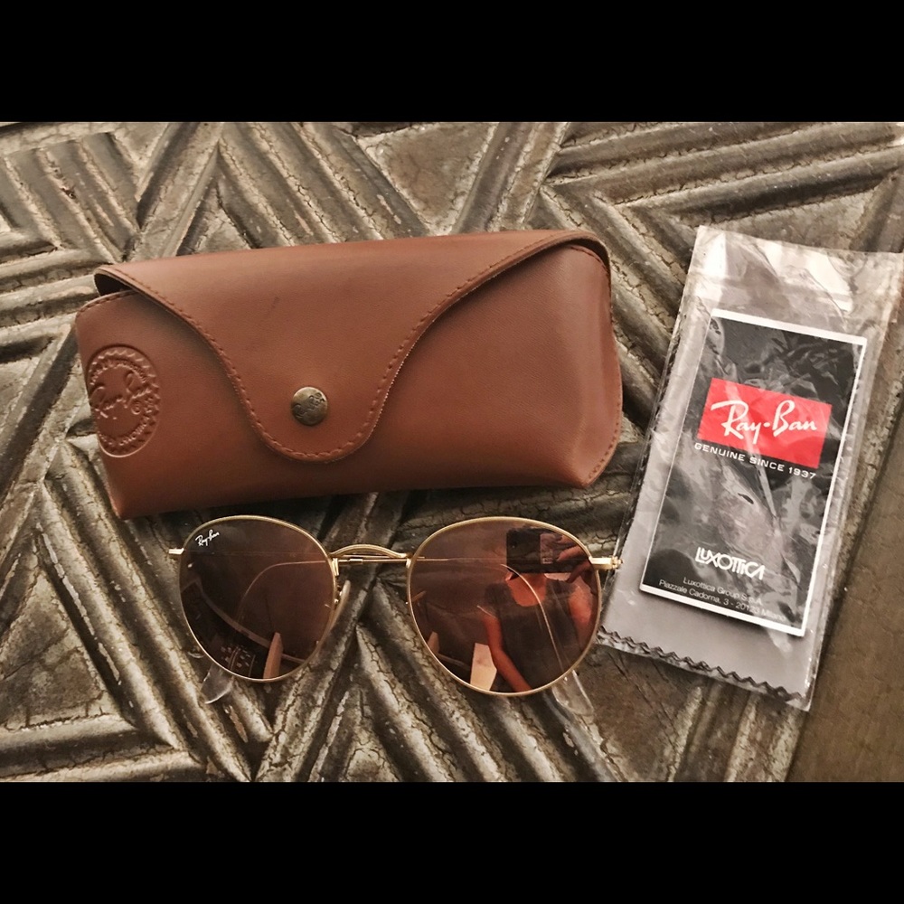 Pink tint round metallic ray bans