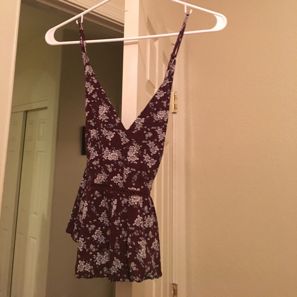 Maroon flower strappy top