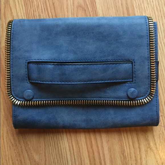 Handbags - Adorable clutch in denim blue with zipper detail
