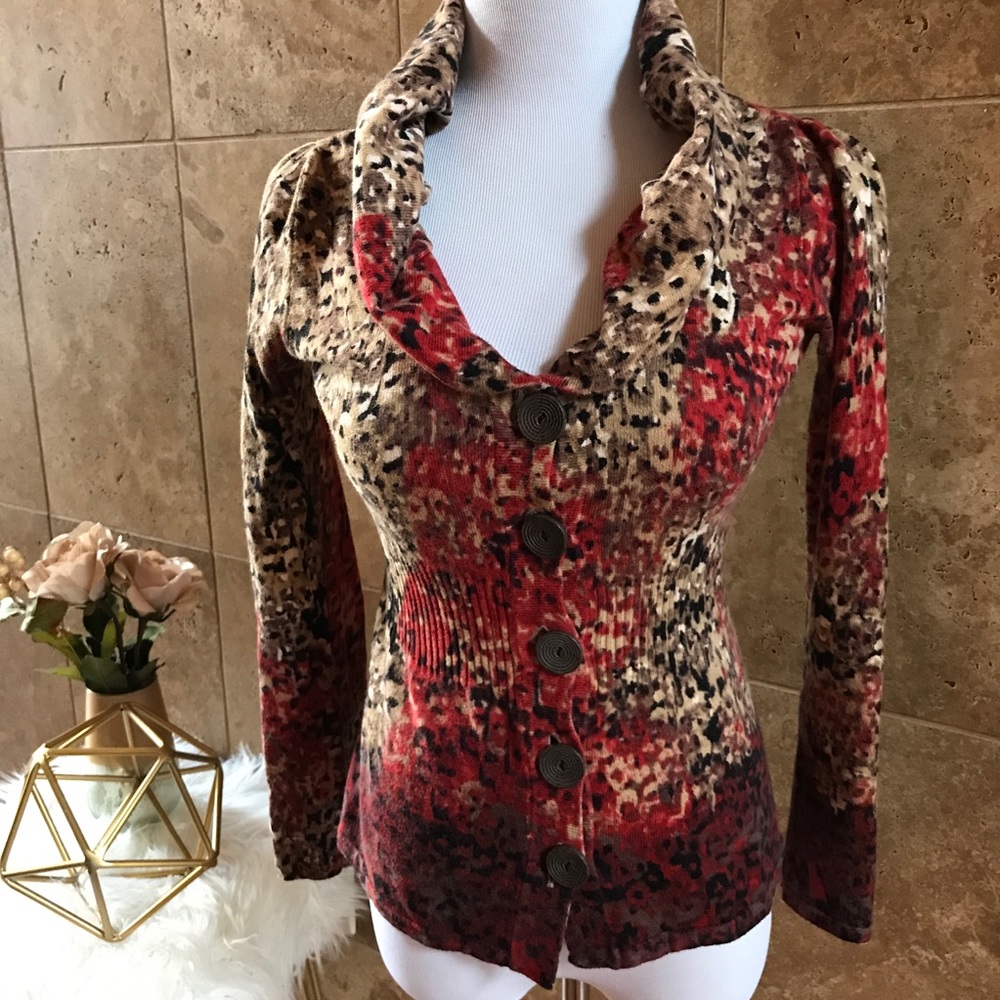 Nic + Zoe Cowl Neck Cardigan, Gathered Waist, XS