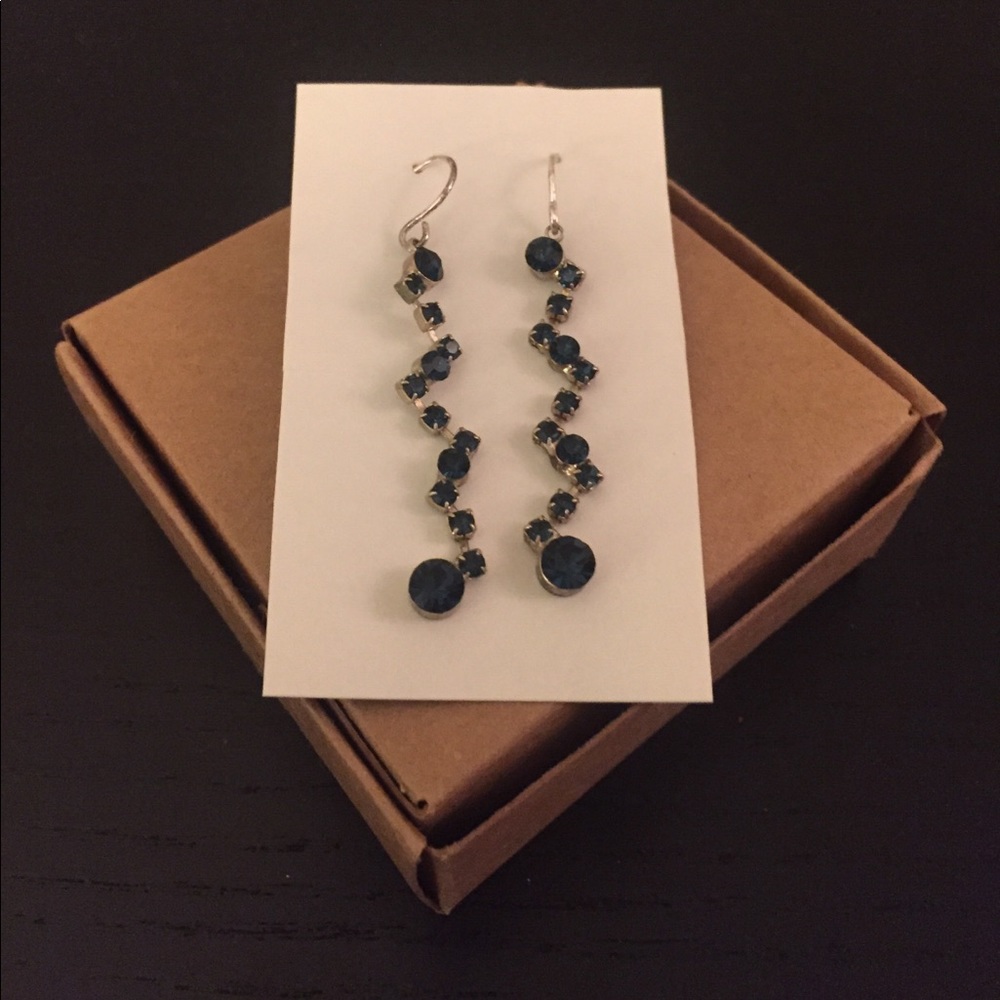 Navy & Silver Dangle Earrings