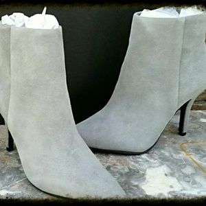 Grey Suede High Heel Booties by Steve Madden